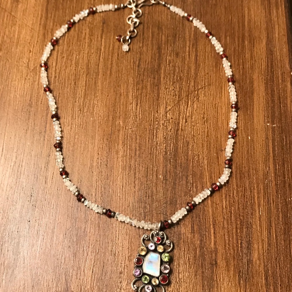 Sterling silver necklace with semiprecious stones